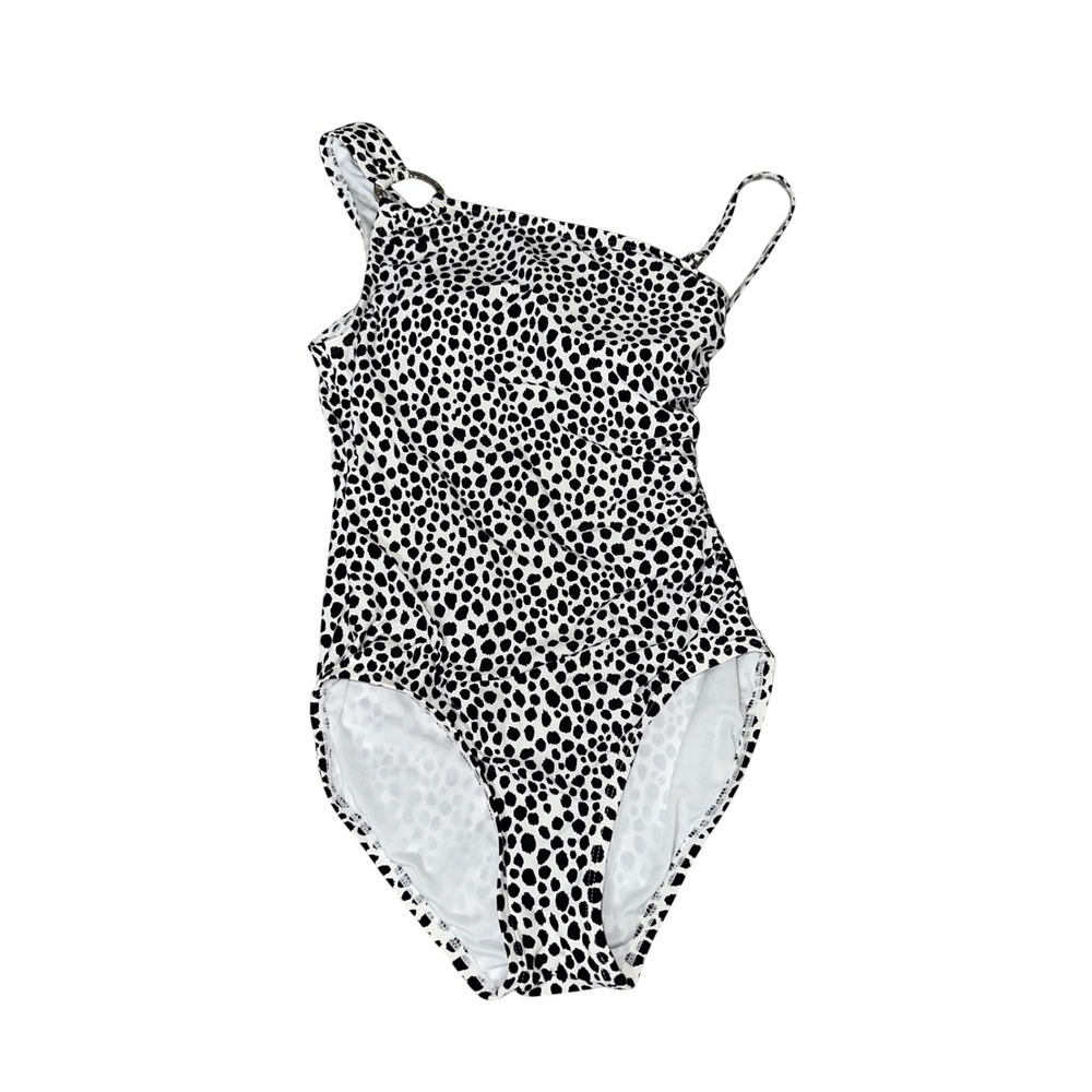 Michael Michael Kors Black Cheetah One Shoulder Swim Suit Size 6